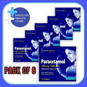 Pack of 6 - 96 Tab Headache Migraine Back Pain Relief Painkillers 500mg Caplets